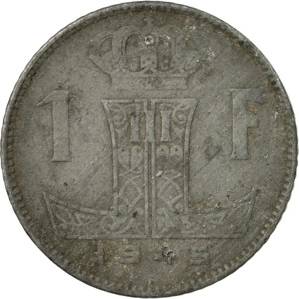 Belgian Coin 1 Franc - Léopold III BELGIQUE | Escutcheon | Acorns | KM128 | 1942 - 1947