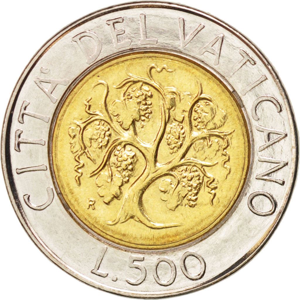 Vatican City | 500 Lire Coin | Grapevine | Km:218 | 1989