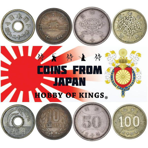 Japan | 4 Coin Set | 5 10 50 100 Yen | 1949 - 1966