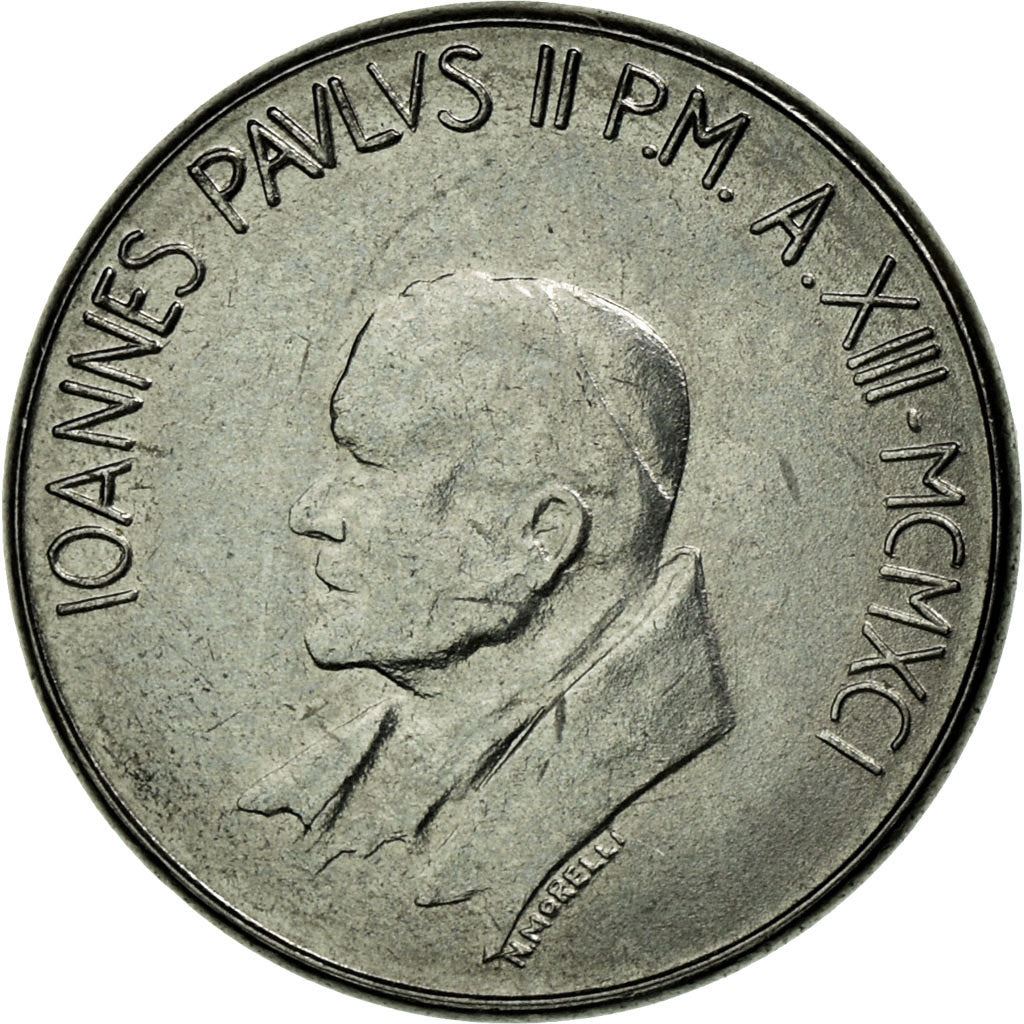 Vatican City | 50 Lire Coin | Baptism | Km:230 | 1991