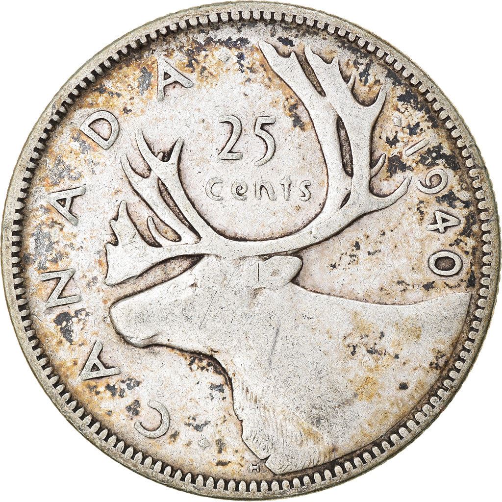 Canada 25 Cents Coin | King George VI | Reindeer | KM35 | 1937 - 1947