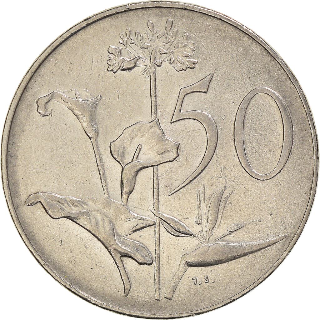 South Africa 50 Cents Coin | Charles Swart | Afrikaans Legend - SUID AFRIKA | KM79.2 | 1968