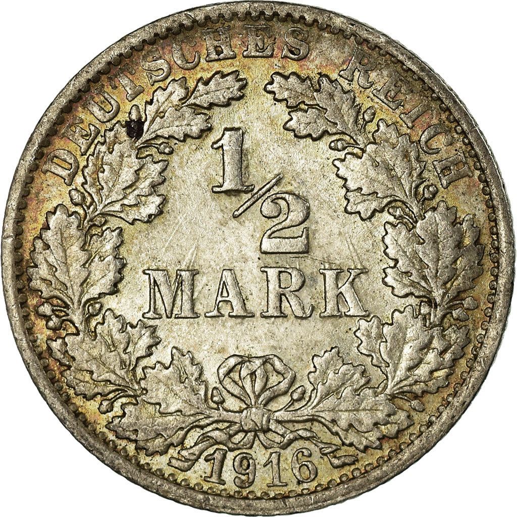 German Empire 1/2 Mark Coin | Deutsches Reich | Wilhelm II | Type 2 | KM17 | 1905 - 1919