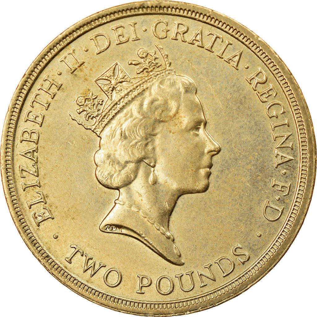 United Kingdom 2 Pounds Coin | Britain | Queen Elizabeth II 3rd portrait | Bill of Rights | 1989