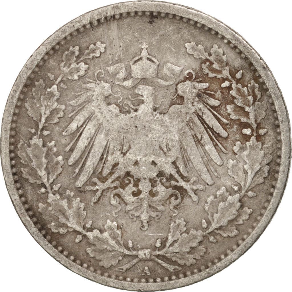 German Empire 1/2 Mark Coin | Deutsches Reich | Wilhelm II | Type 2 | KM17 | 1905 - 1919