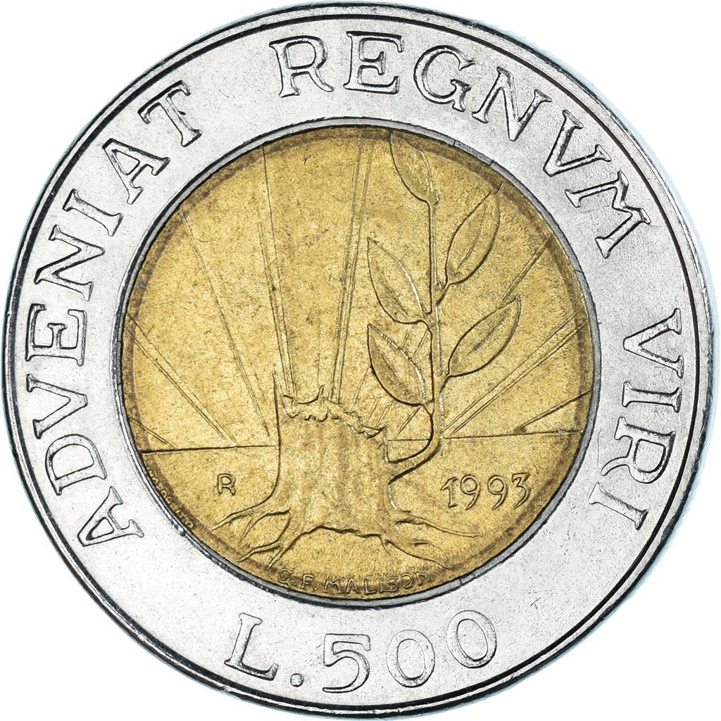 San Marino | 500 Lire Coin | Adveniat Regnum Viri | Km:301 | 1993