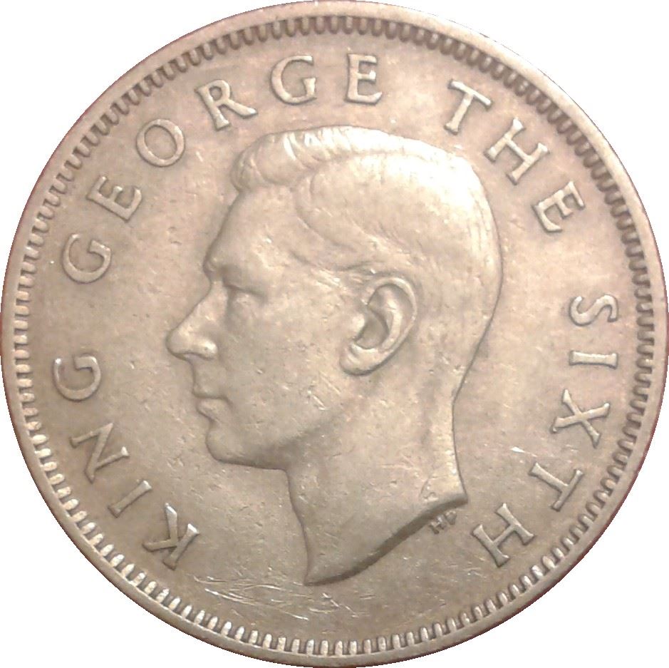 New Zealand Coin New Zealander 1 Shilling | King George VI | Maori Warrior | Taiaha | KM17 | 1948 - 1952