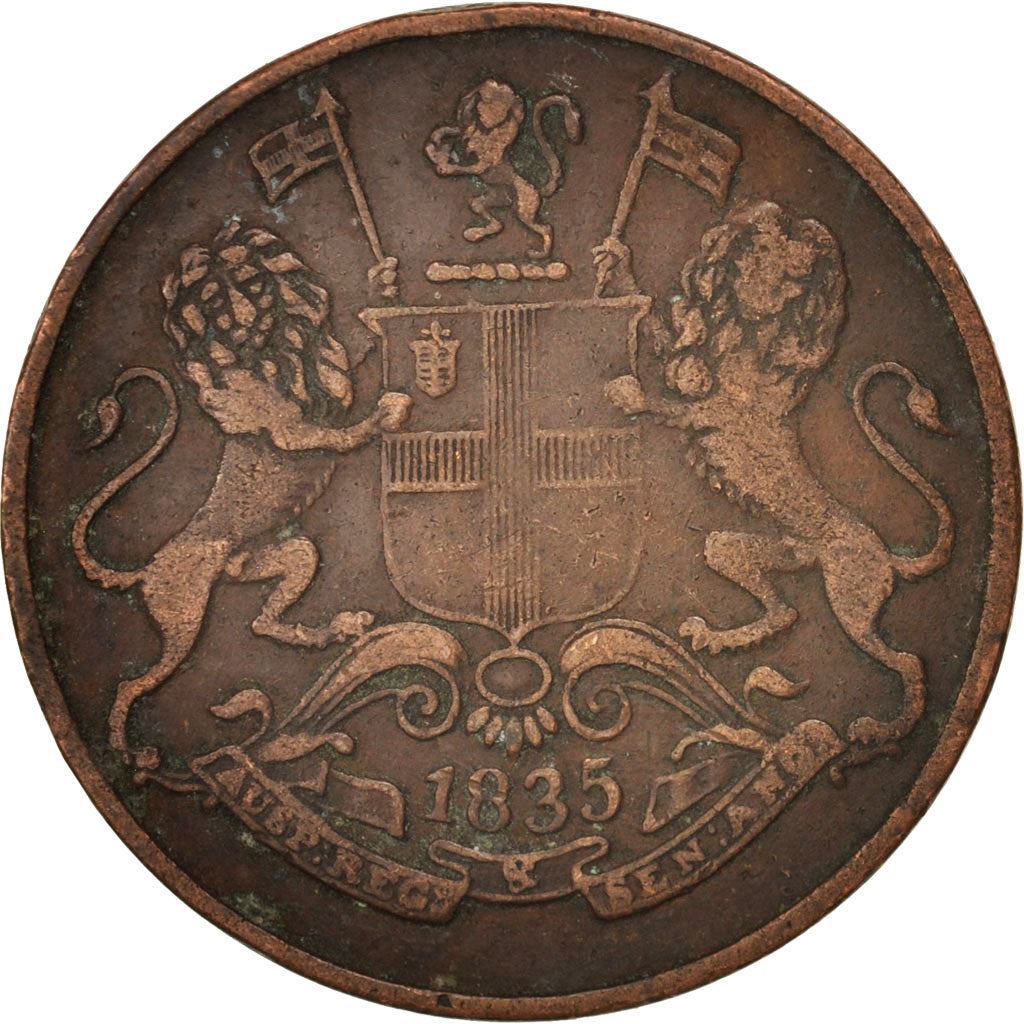 India - British | 1/12 Anna Coin | East India Company | Km:445 | 1835 - 1848
