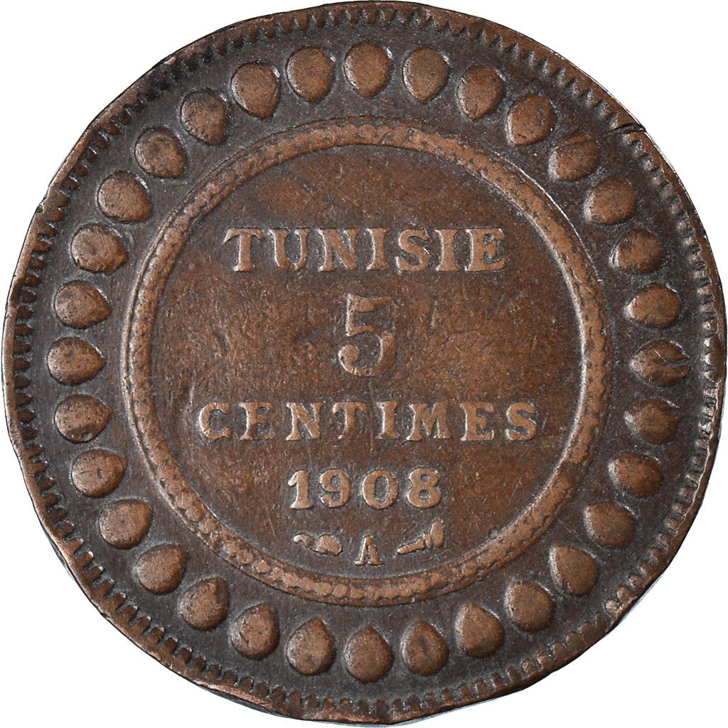 Tunisia 5 Centimes Coin | Muhammad V | KM235 | 1907 - 1917