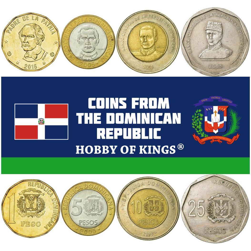 República Dominicana | Conjunto de 4 moedas | 1 5 10 25 Pesos | 2002 - 2016
