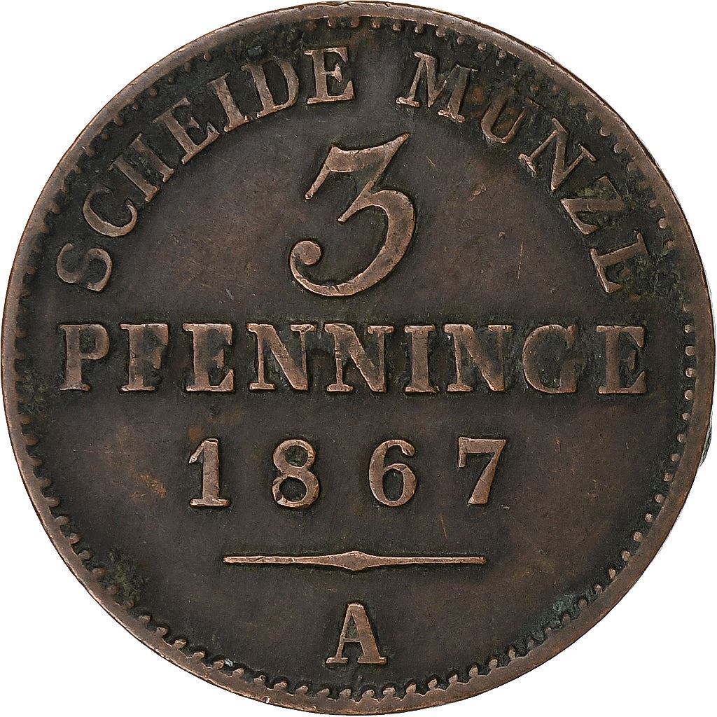 Kingdom Of Prussia | 3 Pfennigs Coin | William I | Km:482 | 1861 - 1873