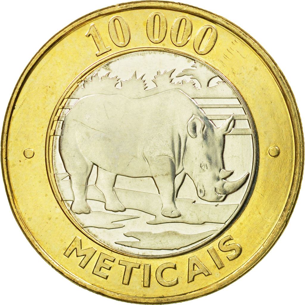Mozambique 10 000 Meticais Coin | Rhinoceros | KM131 | 2003