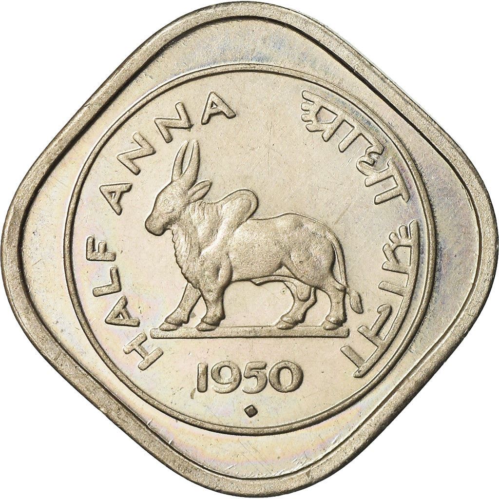 India | 1/2 Anna Coin | Zebu | Km:2 | 1950 - 1955