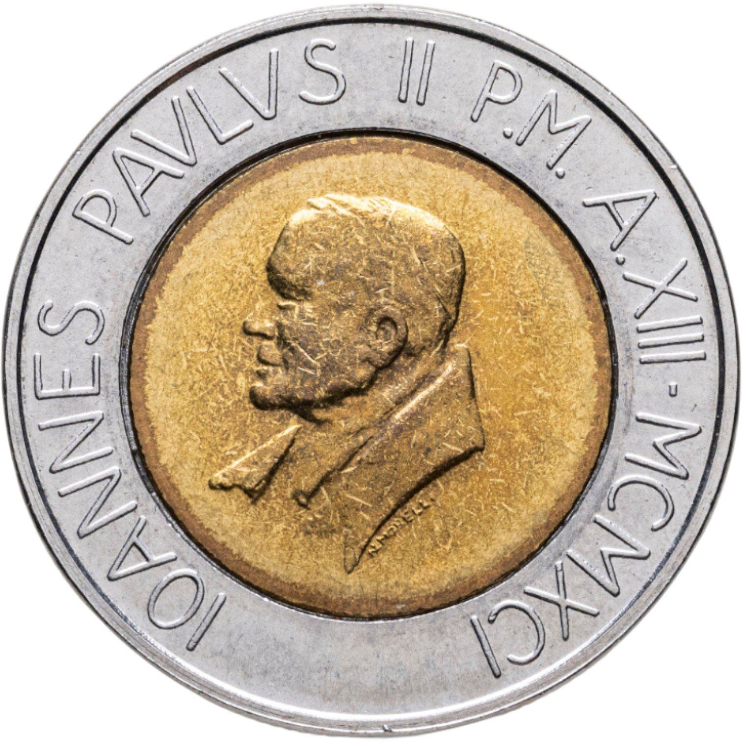 Vatican City | 500 Lire Coin | John Paul II | Km:233 | 1991