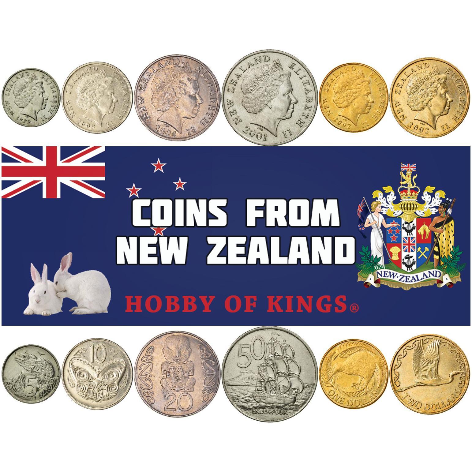 Nieuw-Zeeland | Set van 6 Munten | 5 10 20 50 Cent 1 Dollar 2 Dollar | 1999 - 2006