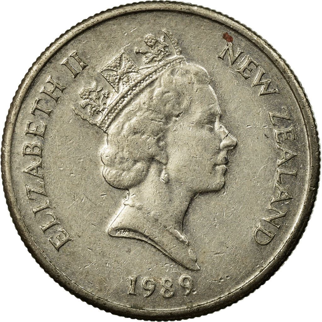 Nyzeeländsk 5 Cents Mynt | Drottning Elizabeth II | Tuataraödla | KM60 | 1986 - 1998