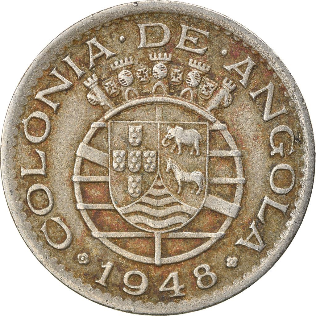 Angola | 50 Centavos Coin | Horse | Elephant | Shield | Km:72 | 1948 - 1950