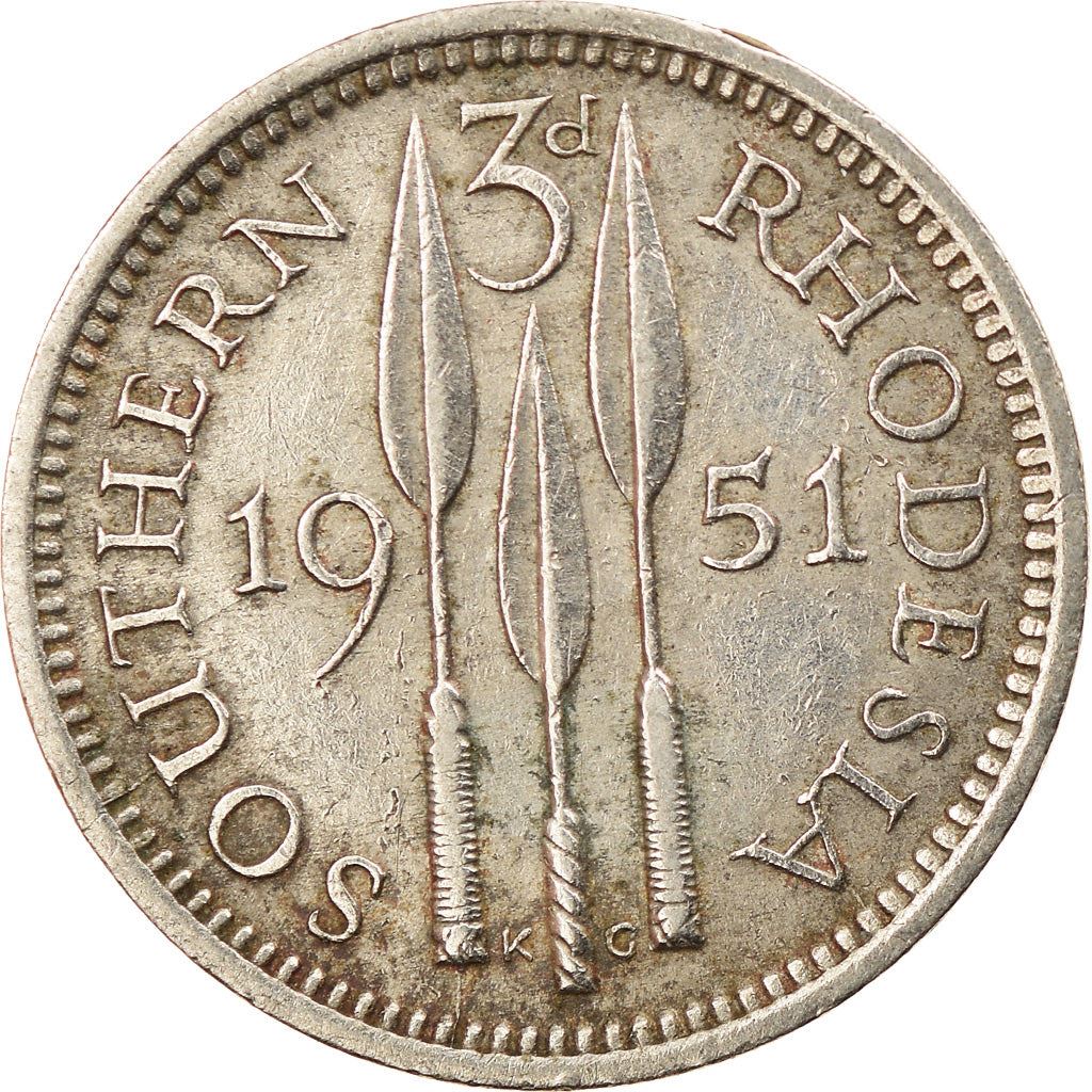 Southern Rhodesia | 3 Pence Coin | George VI | Spearheads | Km:20 | 1948 - 1952