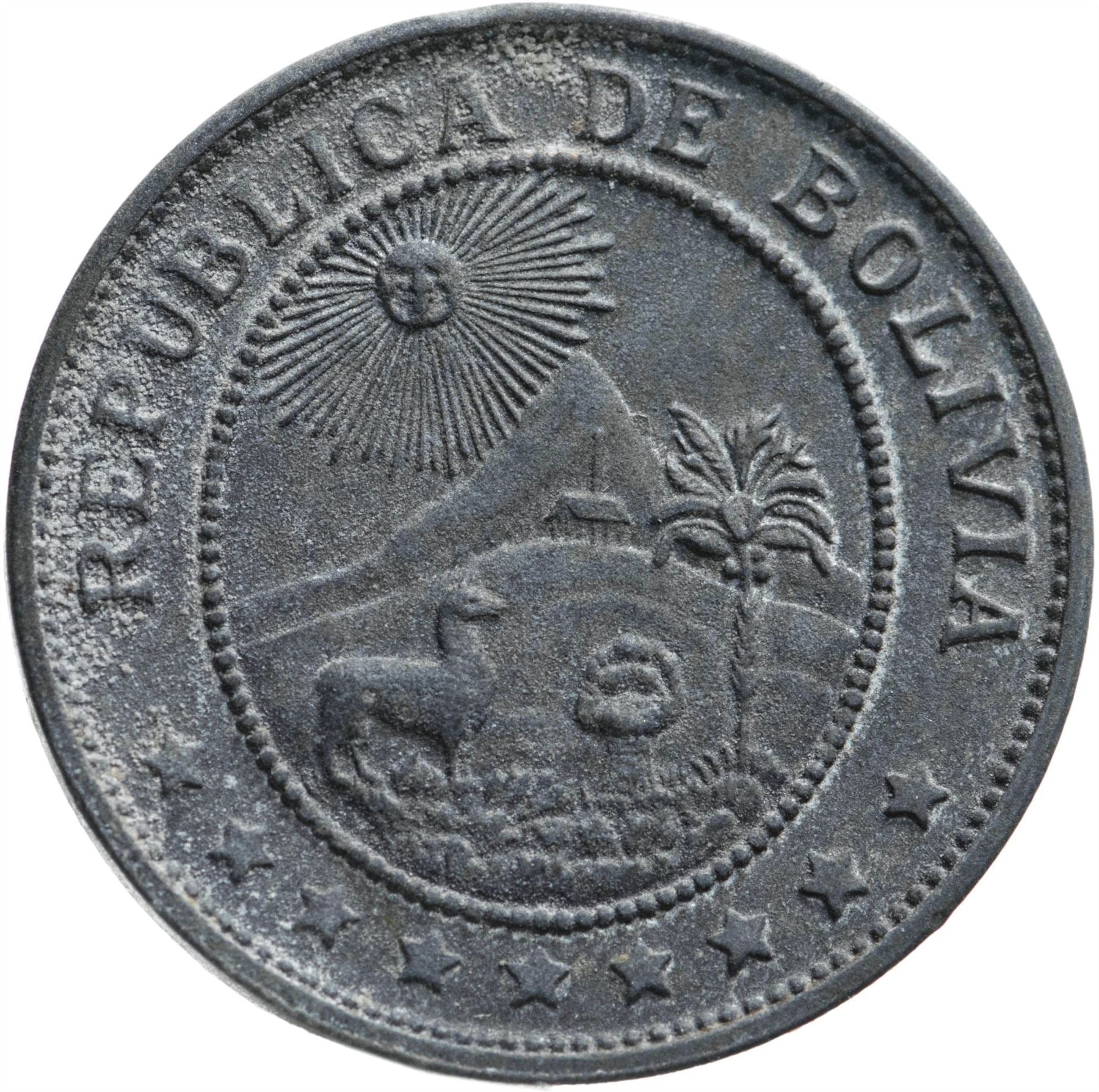 Bolivia | 20 Centavos Coin | Caduceus | Zinc | KM:183 | 1942