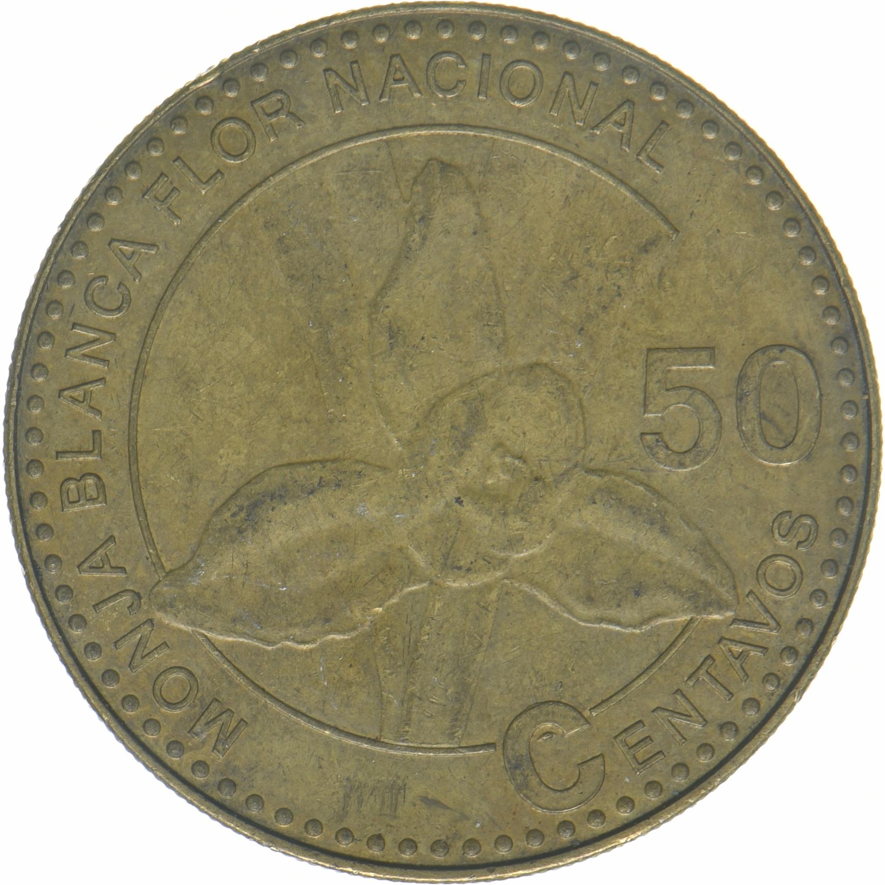 Guatemala | 50 Centavos Coin | Orchid | KM:283a | 2012 - 2024