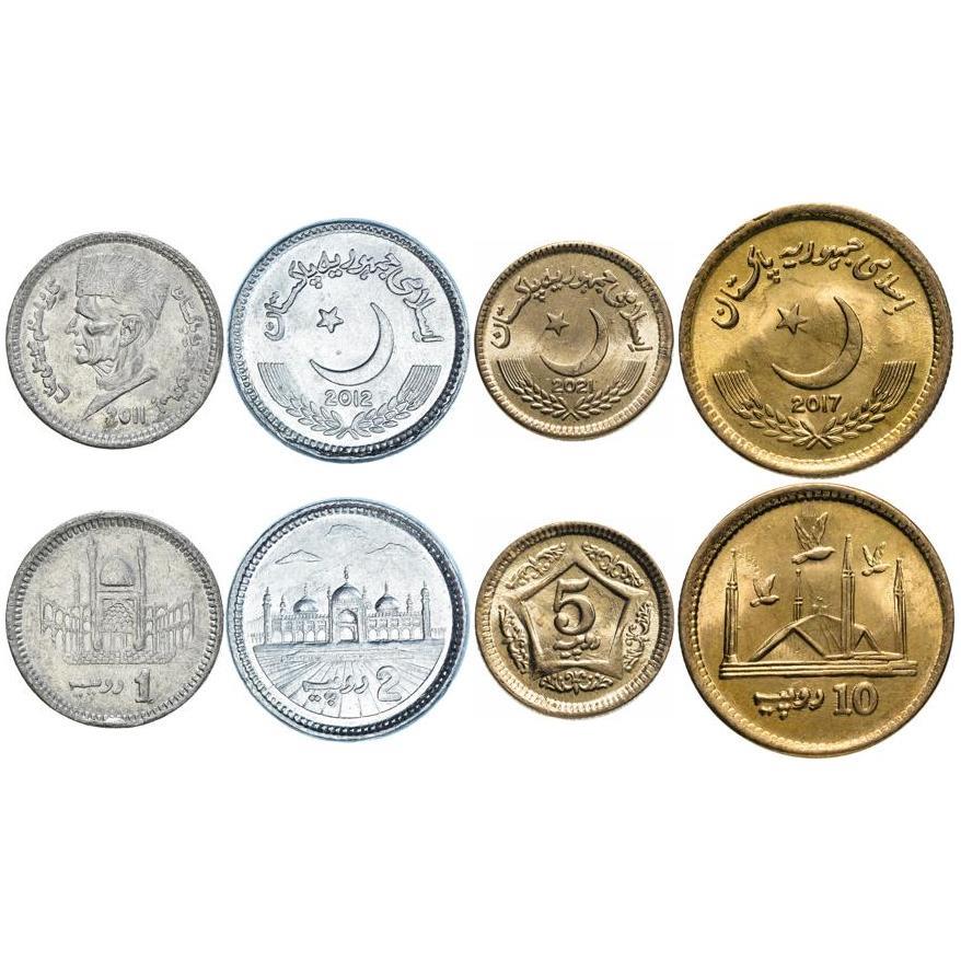 Set 4 Coins Pakistan 1 2 5 10 Rupees 2007 - 2020