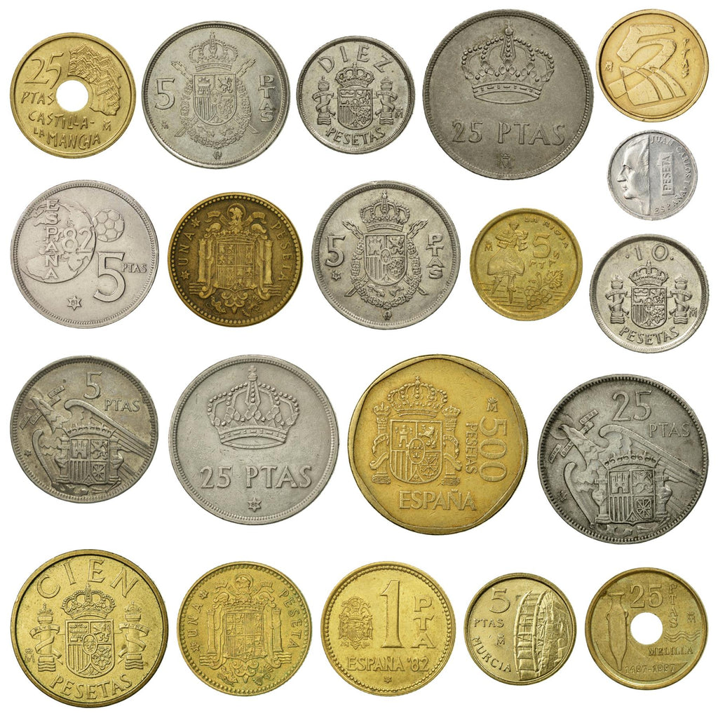 20 Spain Coins Spanish Currency Collection 500 Pesetas Forei