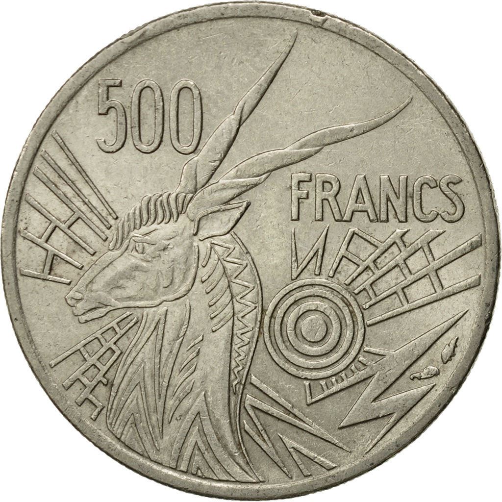 Central African States | 500 Francs Cfa Coin | Woman | Stylized Antelope | Km:12 | 1976 - 1984
