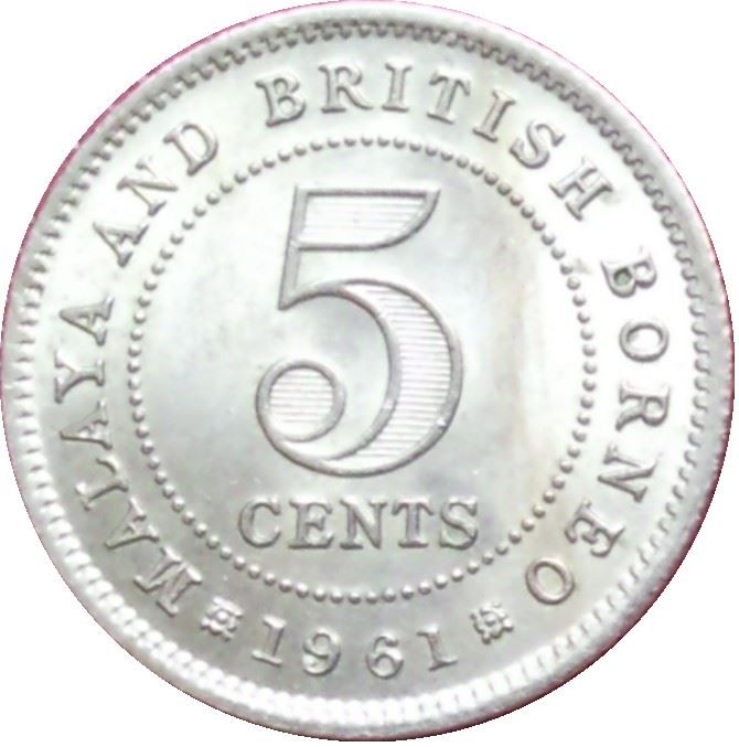 Malaya and British Borneo | 5 Cents Coin | Elizabeth II | Km:1 | 1953 - 1961