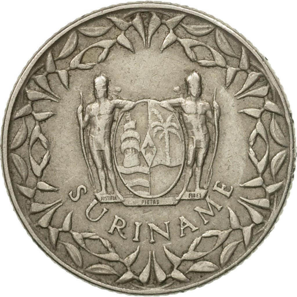 Suriname | 25 Cents Coin | Natives | Wreath | Km:14 | 1962 - 1986