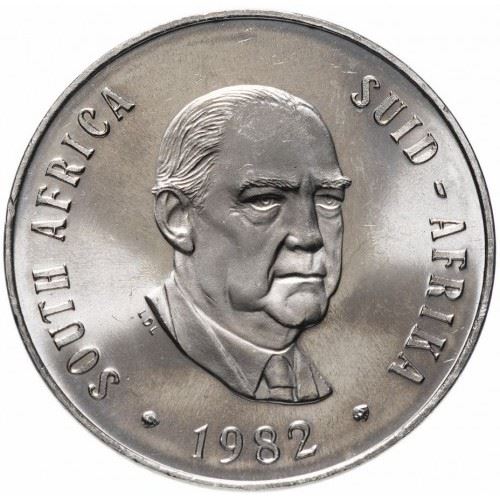 South Africa 50 Cents Coin | Balthazar J. Vorster | KM114 | 1982