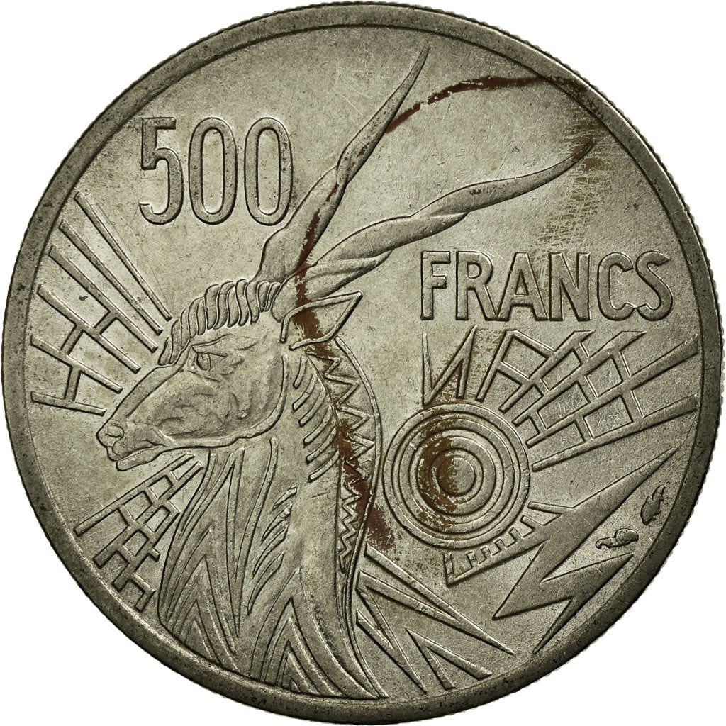 Central African States | 500 Francs Cfa Coin | Woman | Stylized Antelope | Km:12 | 1976 - 1984