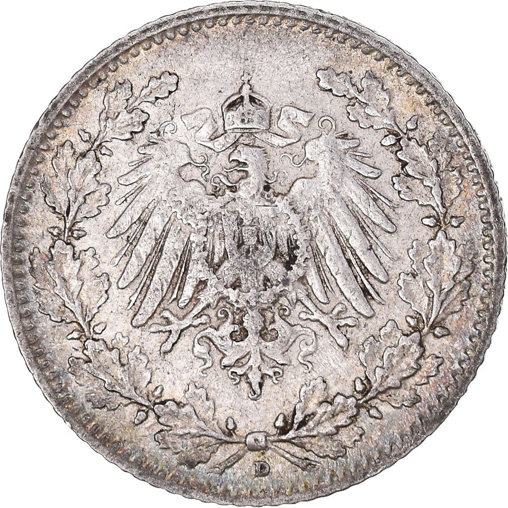 German Empire 1/2 Mark Coin | Deutsches Reich | Wilhelm II | Type 2 | KM17 | 1905 - 1919