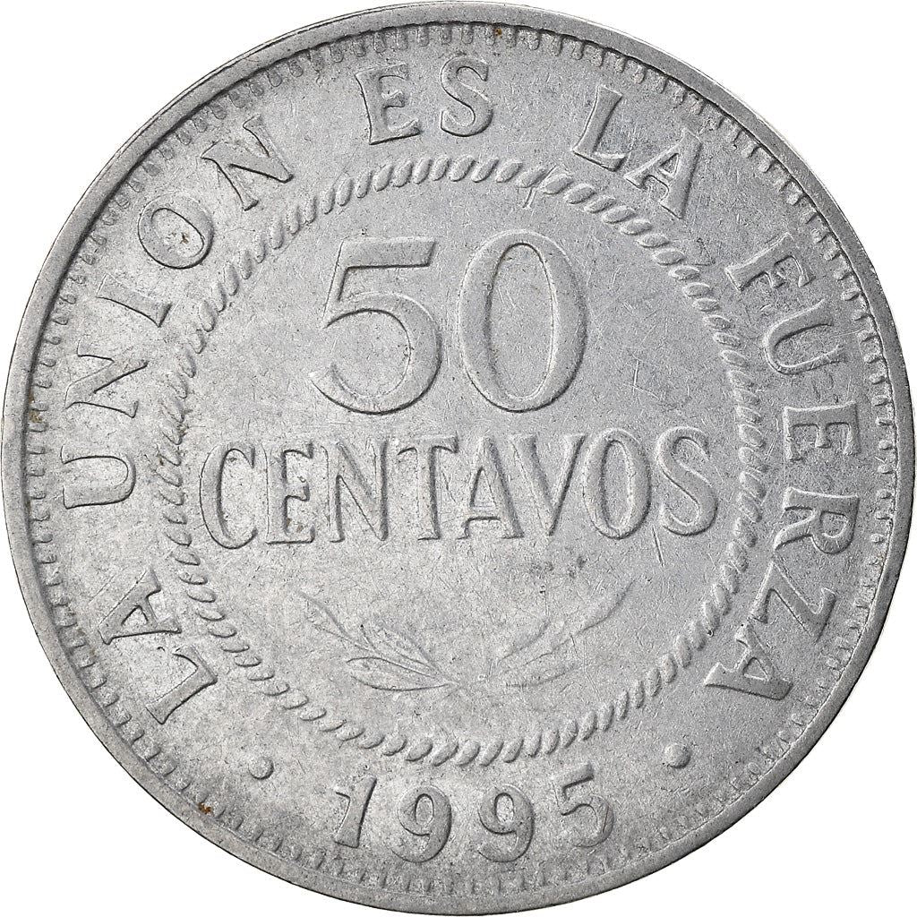 Bolivia | 50 Centavos Coin | Stainless steel | Coat of Arms | KM:204 | 1987-2008