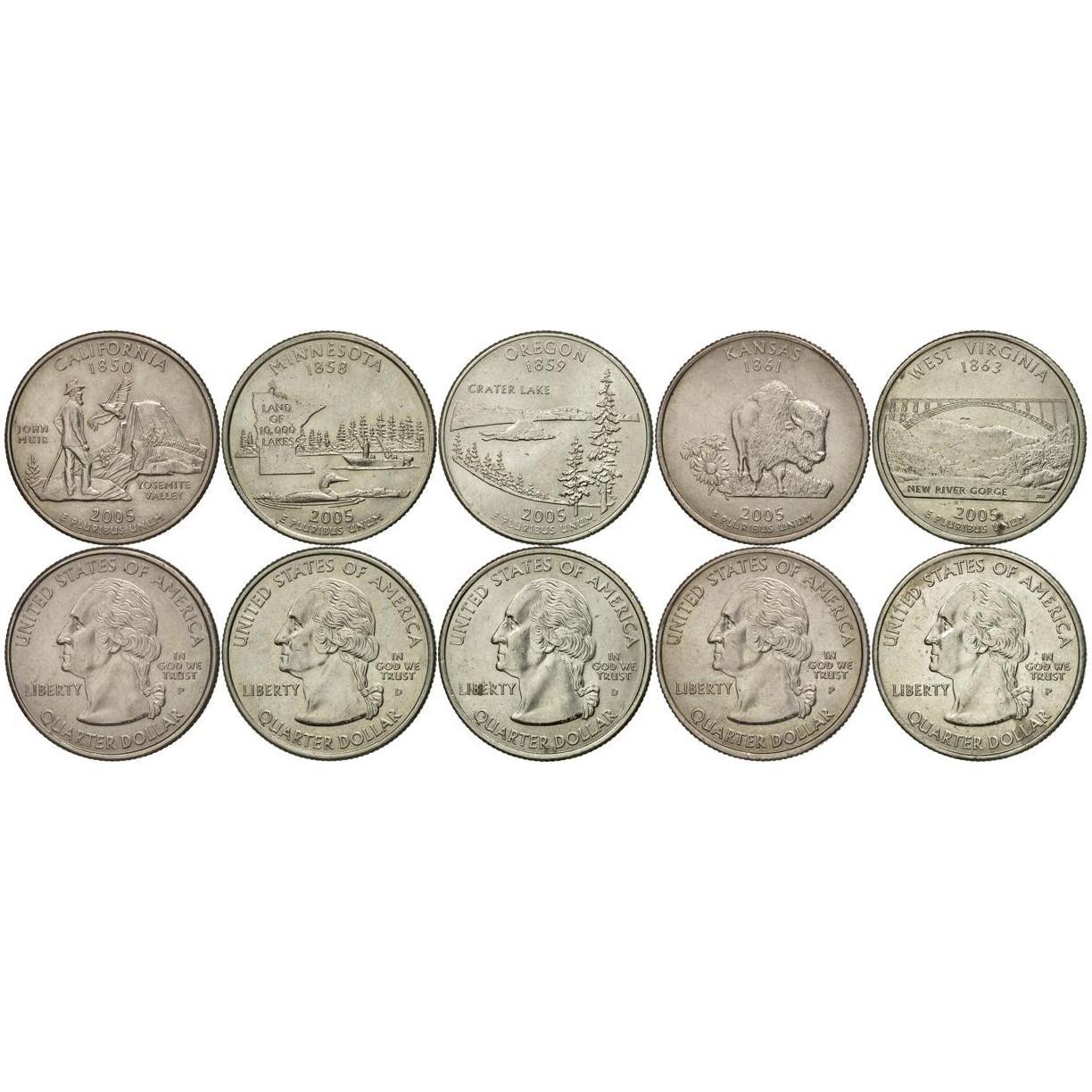 United States | 5 Coin Set | 1/4 Dollar | 2005