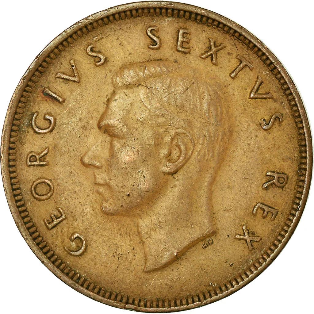 South Africa 1 Penny Coin | George VI SOUTH AFRICA - SUID AFRIKA | KM34.1 | 1948 - 1950