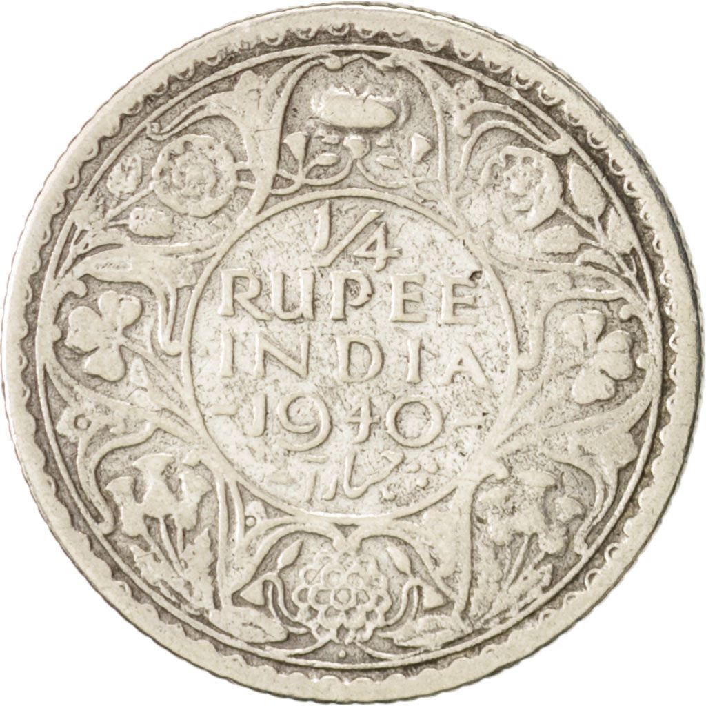 India - British | 1/4 Rupee Coin | King George VI | Km:545 | 1940