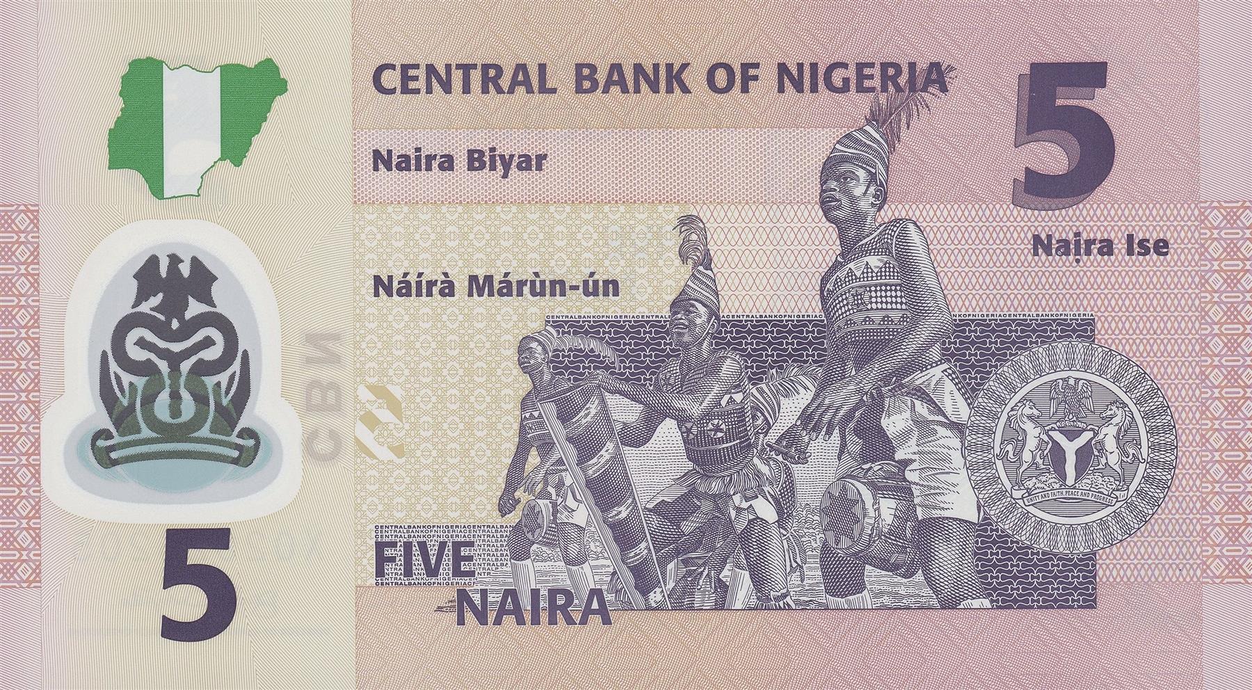 Nigeria | 5 Naira Banknote | 2009 - 2025 | Alhaji Sir Abubakar Tafawa Balewa | Nkpokiti Dancers | Drums