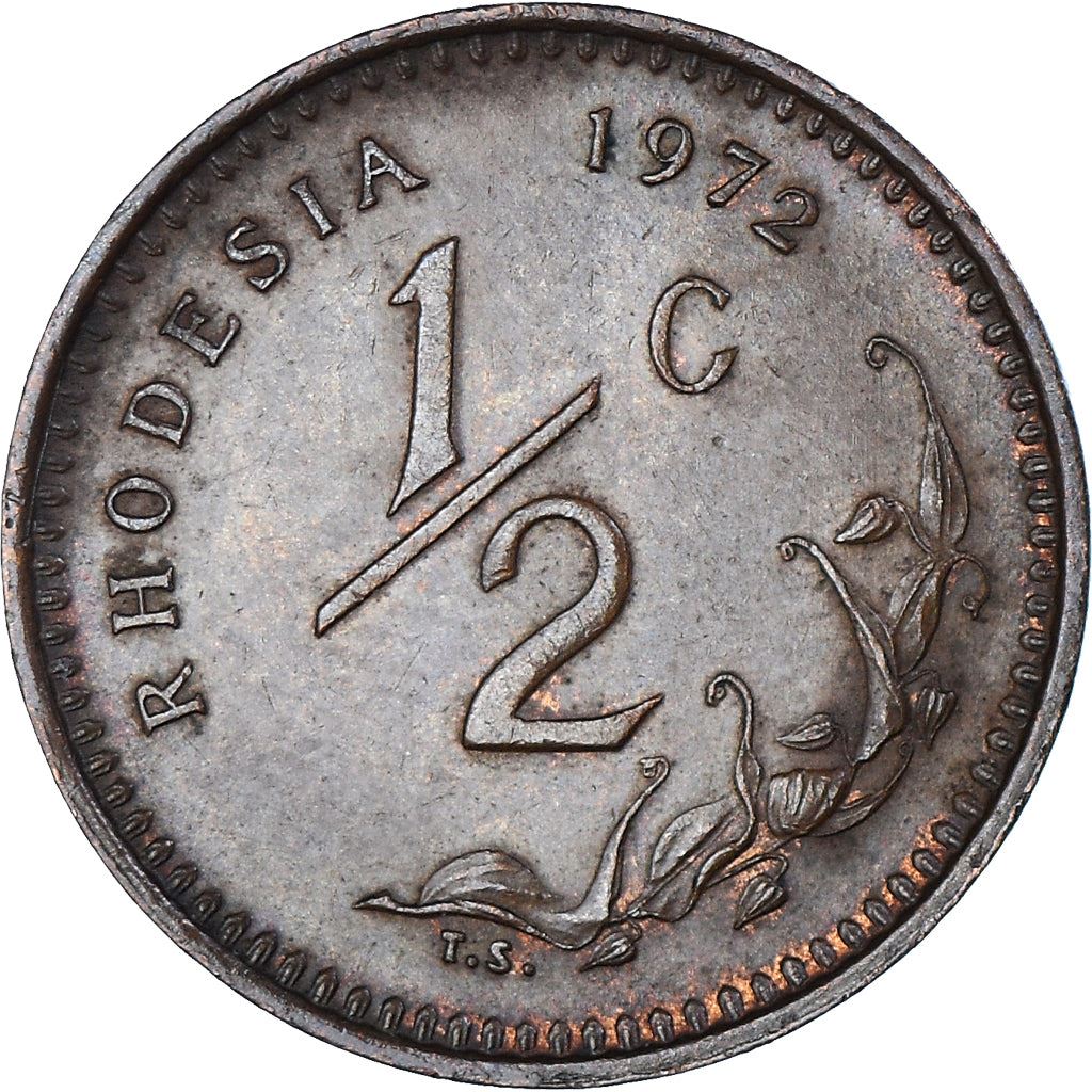 Rhodesia | 1/2 Cent Coin | Antelopes | Km:9 | 1970 - 1977