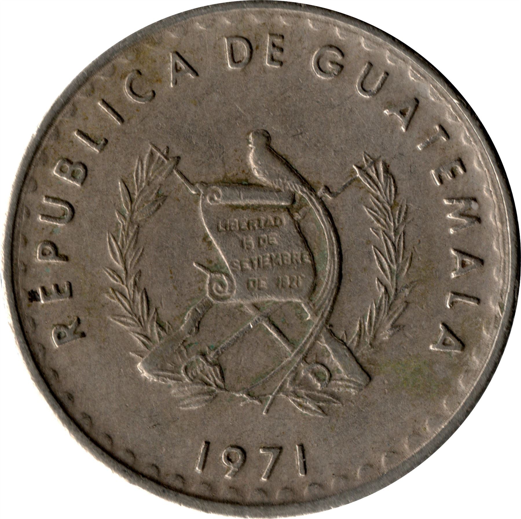 Guatemala | 10 Centavos Coin | Mayan Pillar | Km:271.1 | 1971 - 1973