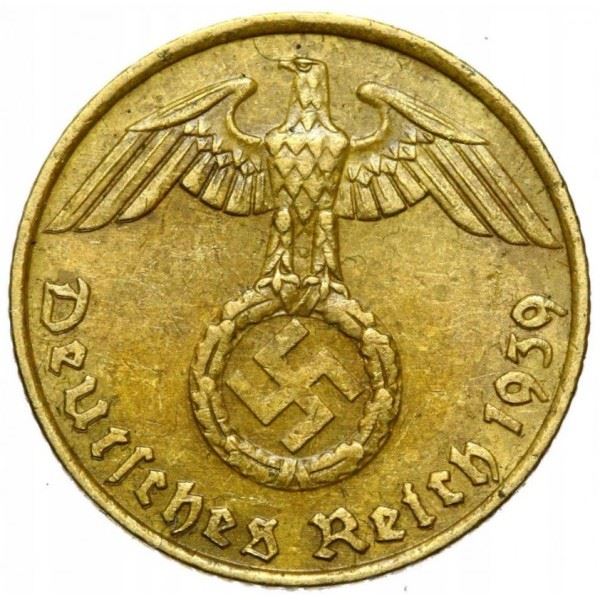 Vokietijos Trečiojo Reicho 5 Reichspfennig moneta | KM91 | 1936 - 1939