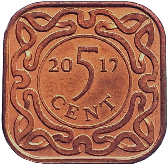 Suriname | 5 Cents Coin | Natives | KM:12.1b | 1987 - 2021