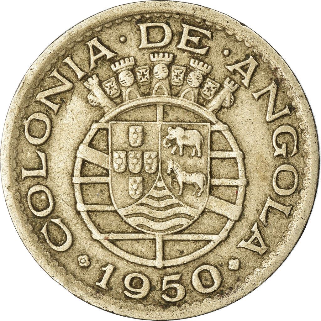 Angola | 50 Centavos Coin | Horse | Elephant | Shield | Km:72 | 1948 - 1950