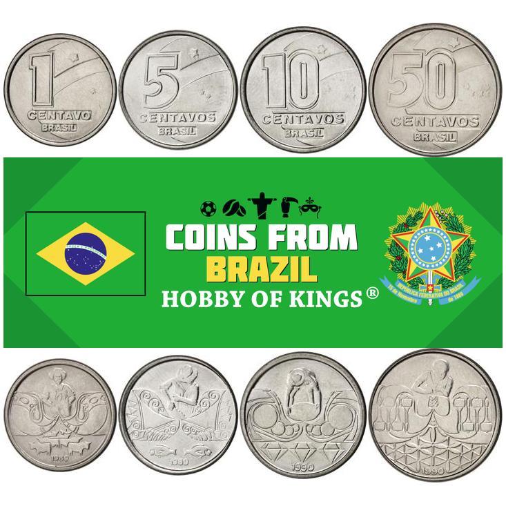 Brasil | Conjunto de 4 Moedas | 1 Centavo 5 10 50 Centavos | 1989 - 1990