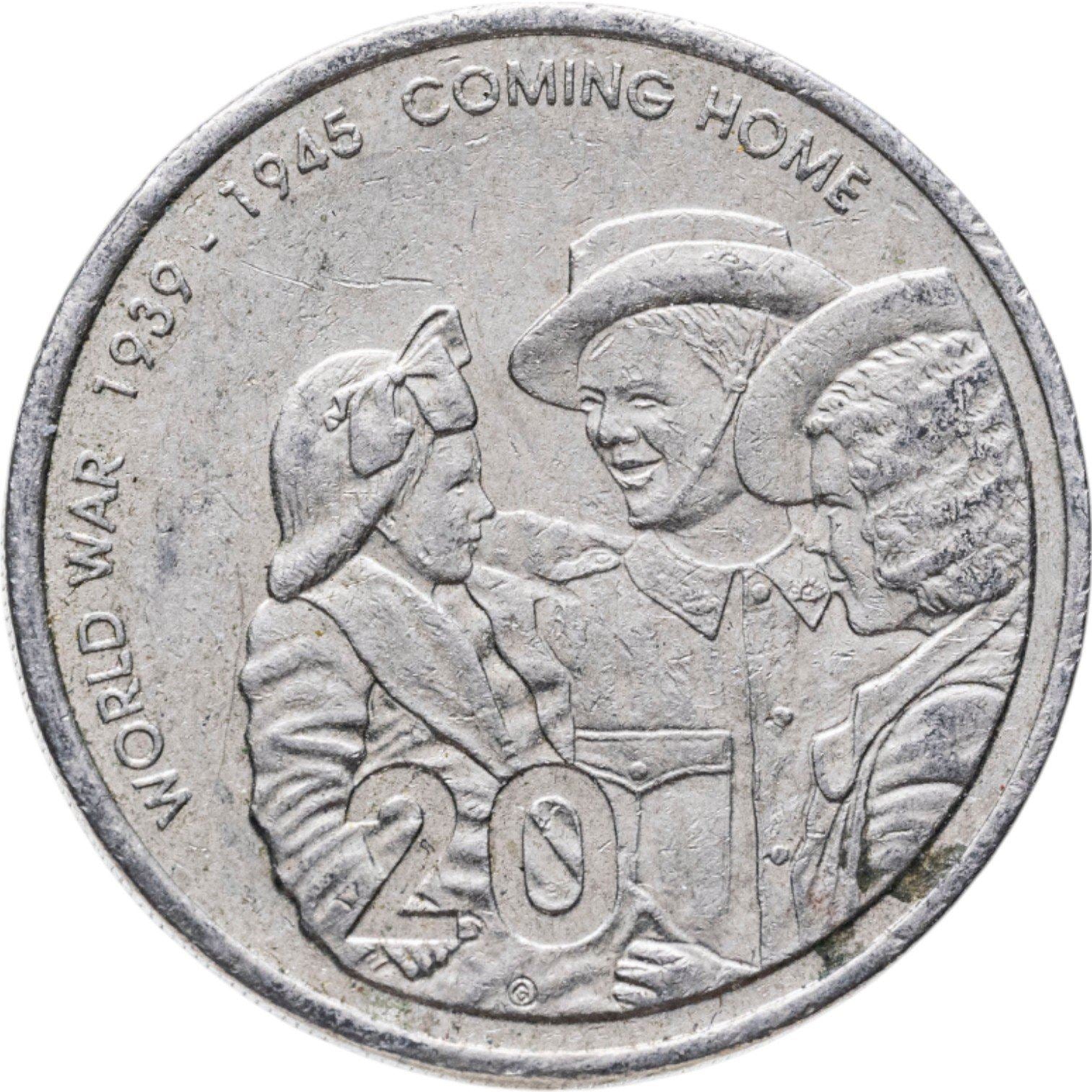 Australia | 20 Cents Coin | Anniversary of World War II | Km:745 | 200