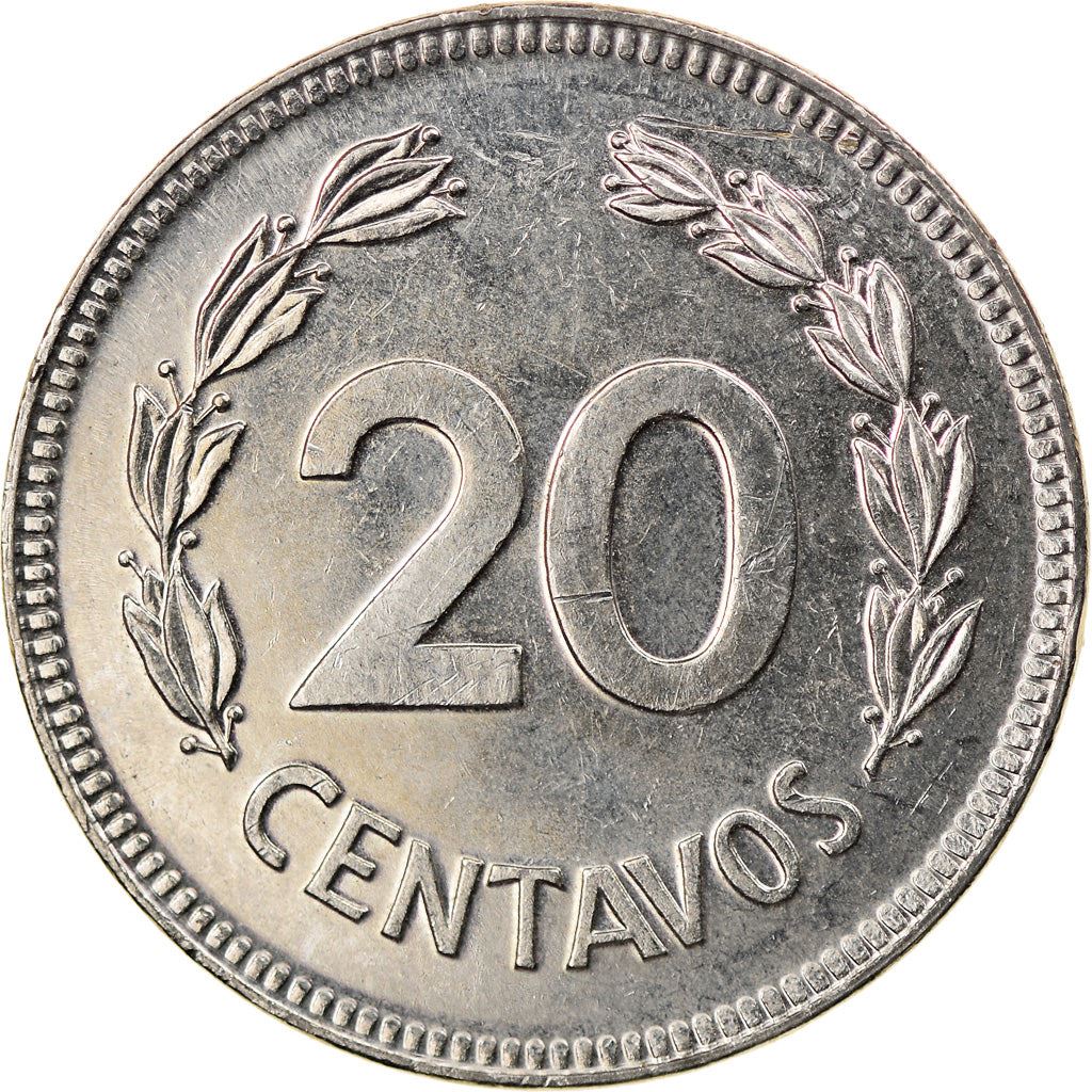Ecuador | 20 Centavos Coin | Nickel clad steel | KM:77.2a | 1975-1981