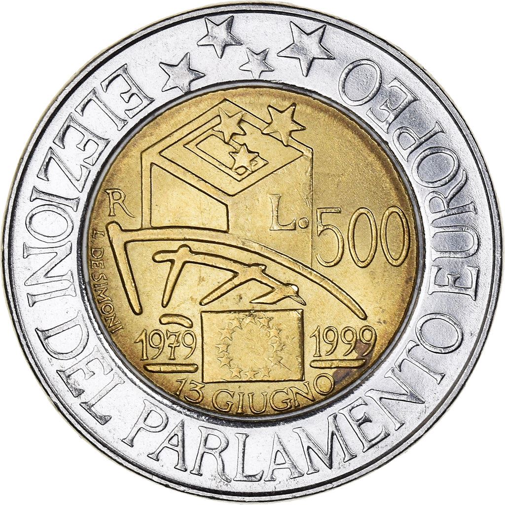 Italy | 500 Lire Coin | Parliament Elections | Km:203 | 1999