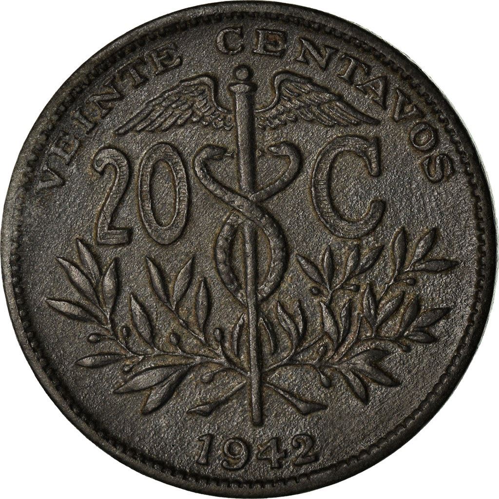 Bolivia | 20 Centavos Coin | Caduceus | Zinc | KM:183 | 1942