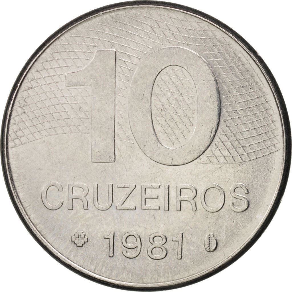 Brasiliansk 10 Cruzeiros Mønt | KM592.1 | Brasiliens hovedvejskort | 1980 - 1984