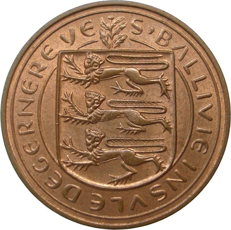 Guernsey | 4 Doubles Coin | Queen Elizabeth II | Lily | KM15 | 1956 - 1966