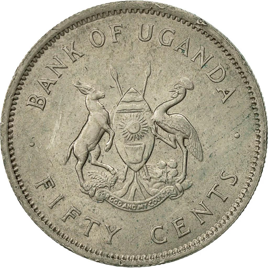 Uganda | 50 Cents Coin | Grey Crowned Crane | KM4a | 1976